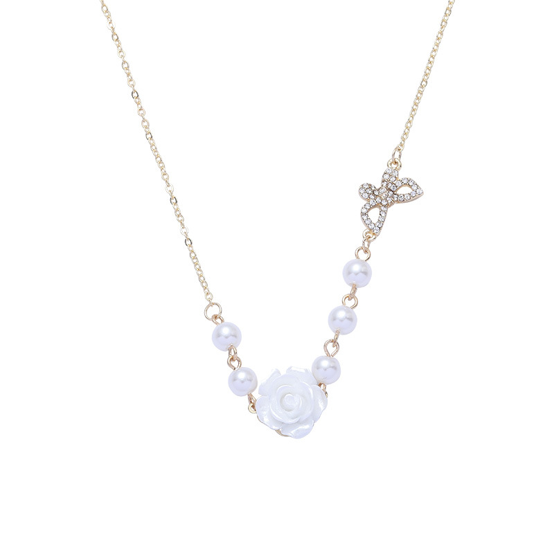 Vintage Rose Flower Necklace - by Zuprice