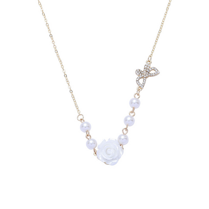 Vintage Rose Flower Necklace - by Zuprice