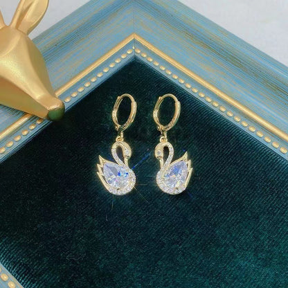 Sweet Rhinestone Swan Earrings