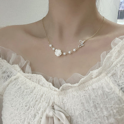 Vintage Rose Flower Necklace - by Zuprice