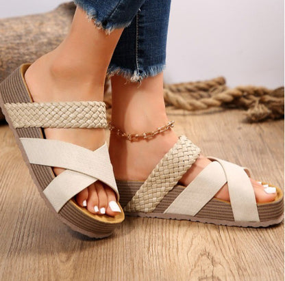 Fashion Casual Woven Solid Sandals