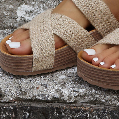 Fashion Casual Woven Solid Sandals