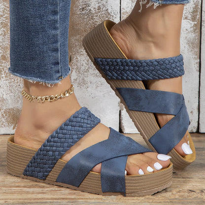 Fashion Casual Woven Solid Sandals